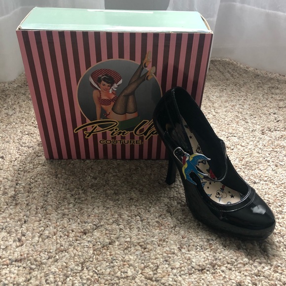 Pin up couture heels with sparrow. Size 8 - Picture 2 of 9